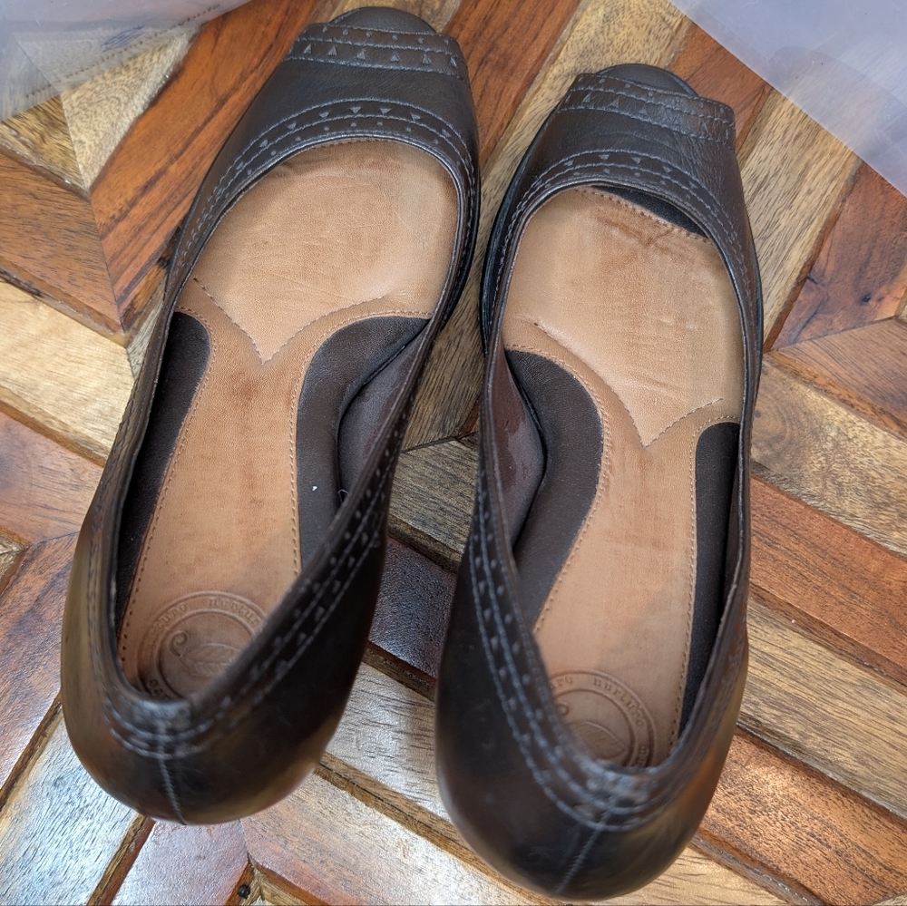Women's Brown Peep-Toe Heels - Picture 6 of 9